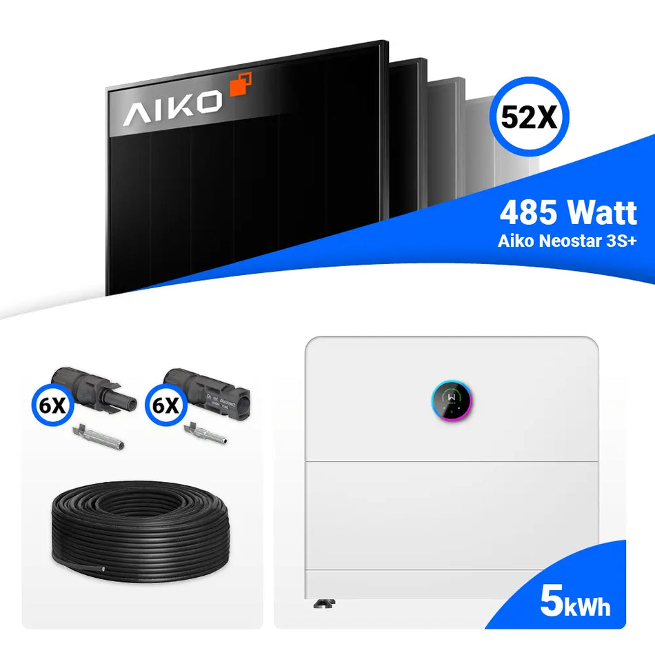 PV Komplettset 25 kWp – 52x AIKO 485W Full Black & GoodWe ESA All in One System