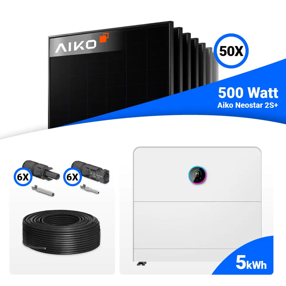 PV Komplettset 25 kWp – 50x AIKO 500W Full Black & GoodWe ESA All in One System