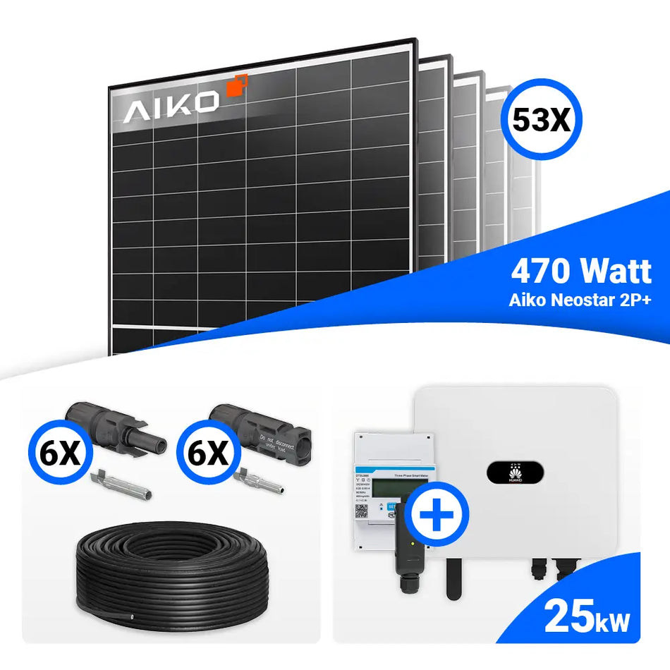 PV Komplettset 25 kWp – 53x AIKO 470W Black Frame  & Huawei SUN2000-25K-MB0 mit Speicheroption