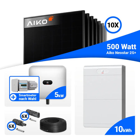 PV Komplettanlage 5 kWp AIKO Full Black Huawei mit wählbarem Smart Meter