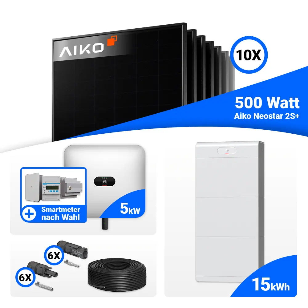 Photovoltaik Set 5 kWp AIKO 500W Huawei SUN2000 mit Smart Meter Option