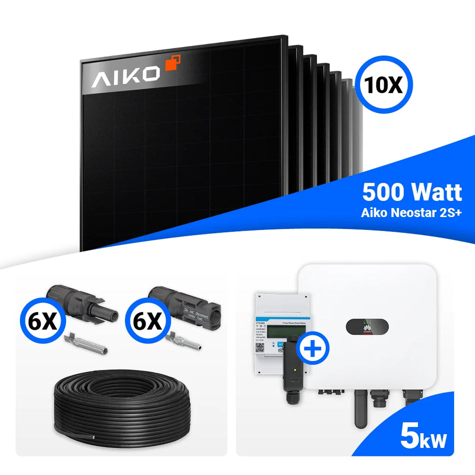 PV Komplettset 5 kWp – 10x AIKO 500W Full Black & Huawei MAP0 mit Speicheroption