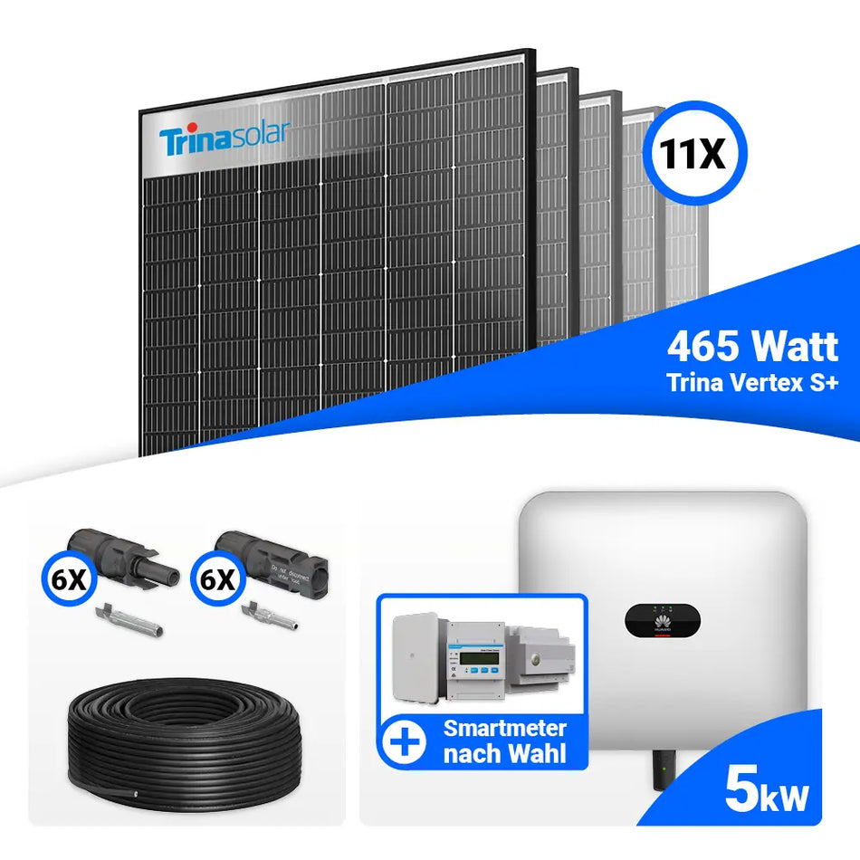 PV Komplettset 5 kWp – 11x Trina 465W Black Frame & Huawei SUN2000-5KTL-M1 mit Speicheroption