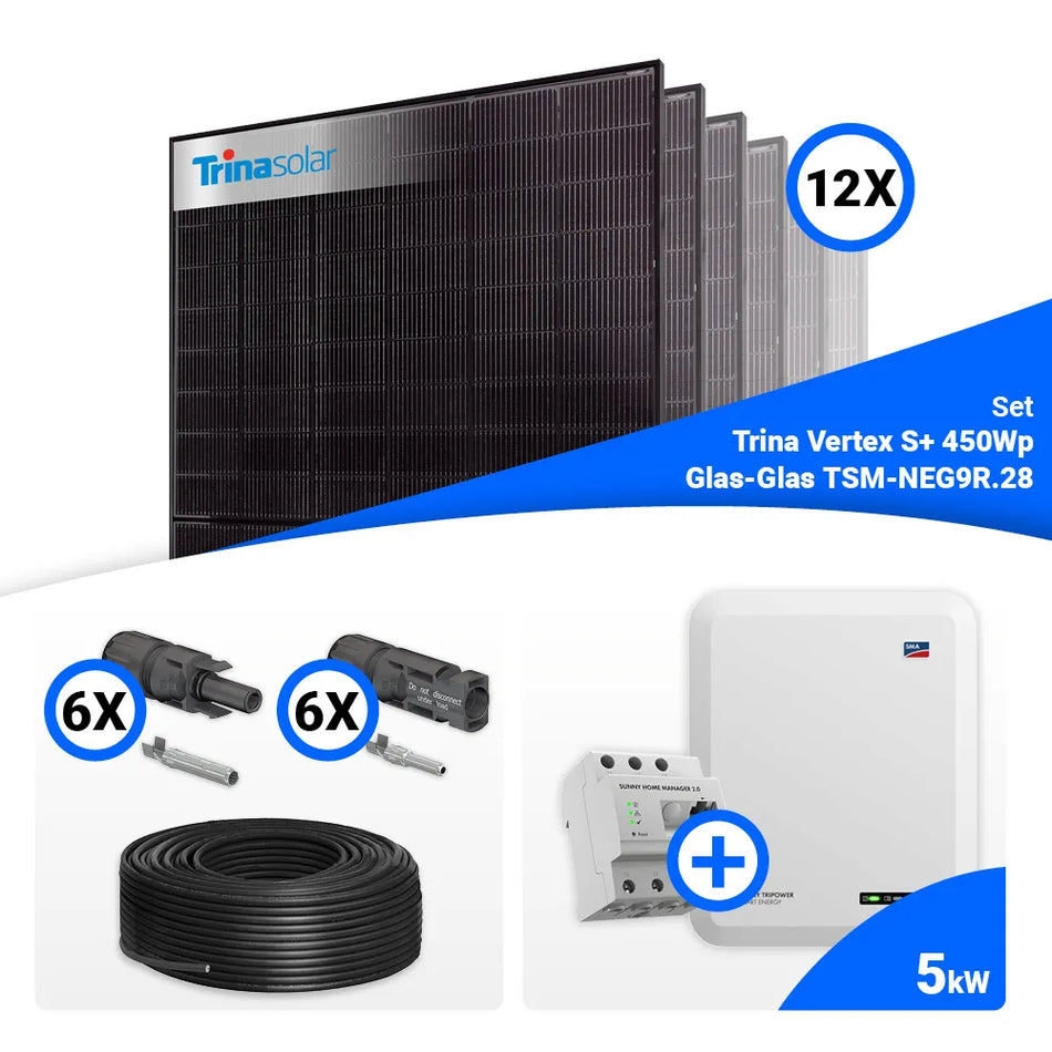 PV Komplettset 5 kWp – 12x Trina 440W Full Black Bifazial & SMA STP5.0-3SE-40 mit Speicheroption