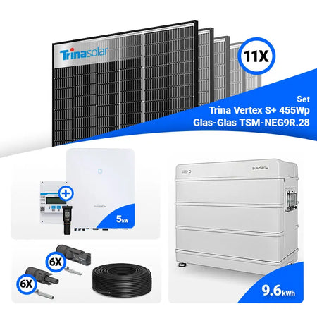 PV Komplettset 5 kWp – 11x Trina 455W Black Frame & Sungrow SH5.0RT mit Speicheroption