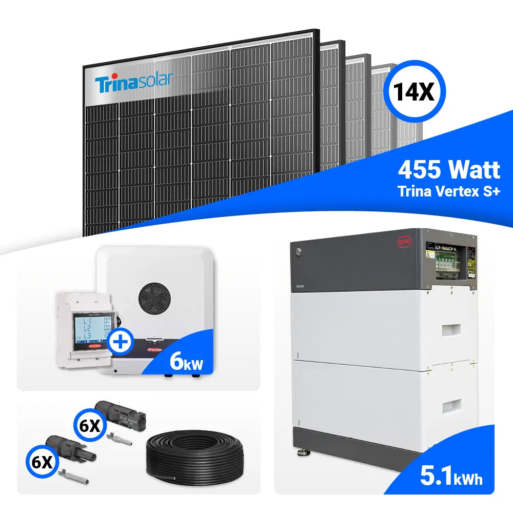 6 kWp Photovoltaik Komplettanlage mit 14 Trina 455W Black Frame und Fronius SYMO-GEN24 6.0