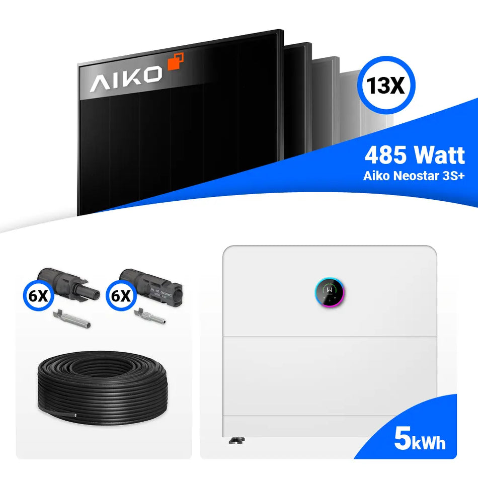 PV Komplettset 6 kWp – 13x AIKO 485W Full Black & GoodWe ESA All in One System