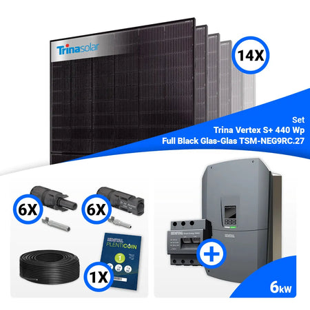 PV Komplettset 6 kWp – 14x Trina 440W Full Black Bifazial & Kostal G3 L Plenticore mit Speicheroption