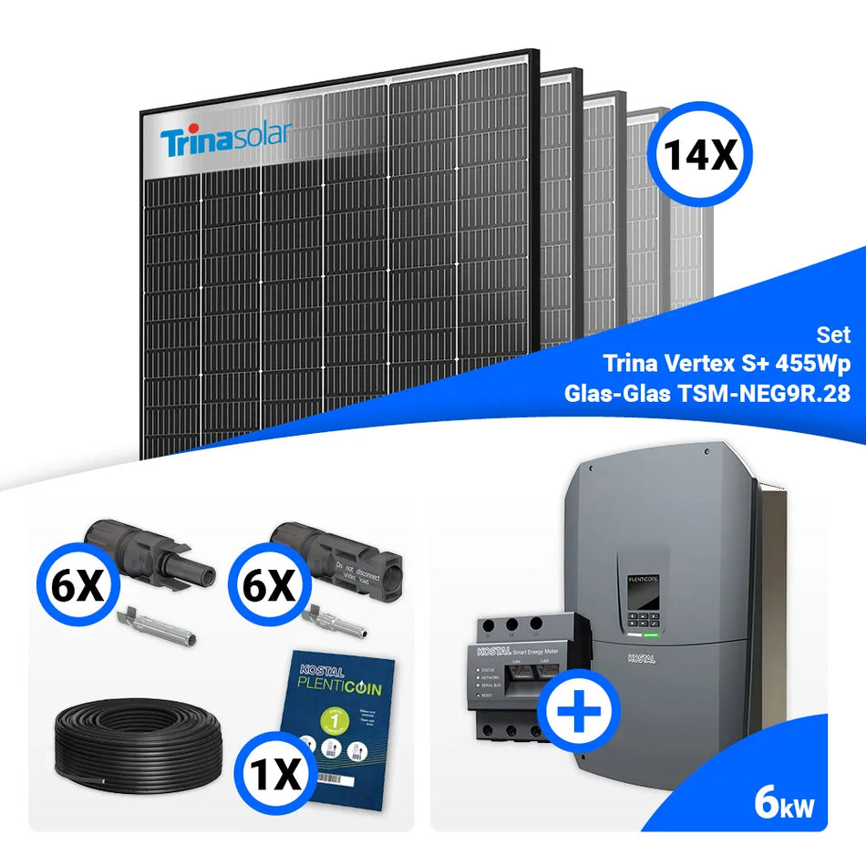 PV Komplettset 6 kWp – 14x Trina 455W Black Frame & Kostal G3 S Plenticore mit Speicheroption