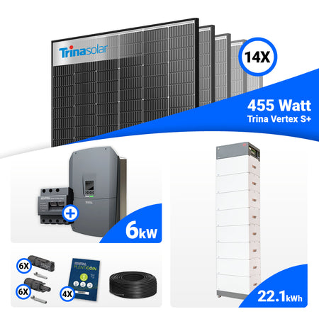 6 kWp Solaranlage Komplettset: Trina Black Frame 455W Module und Kostal Plenticore G3 S, speicherfähig