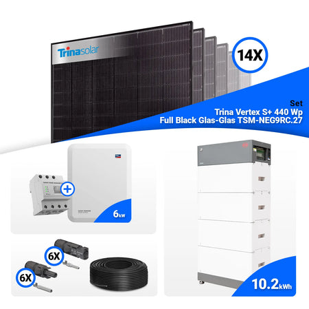PV Komplettset 6 kWp – 14x Trina 440W Full Black Bifazial & SMA STP6.0-3SE-40 mit Speicheroption
