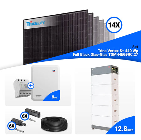 PV Komplettset 6 kWp – 14x Trina 440W Full Black Bifazial & SMA STP6.0-3SE-40 mit Speicheroption

