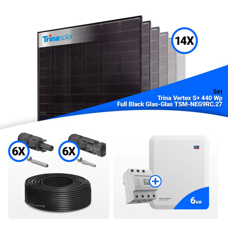 PV Komplettset 6 kWp – 14x Trina 440W Full Black Bifazial & SMA STP6.0-3SE-40 mit Speicheroption
