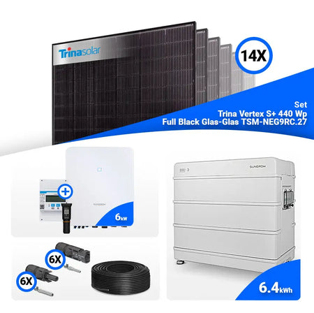 PV Komplettset 6 kWp – 14x Trina 440W Full Black Bifazial & Sungrow SH6.0RT mit Speicheroption
