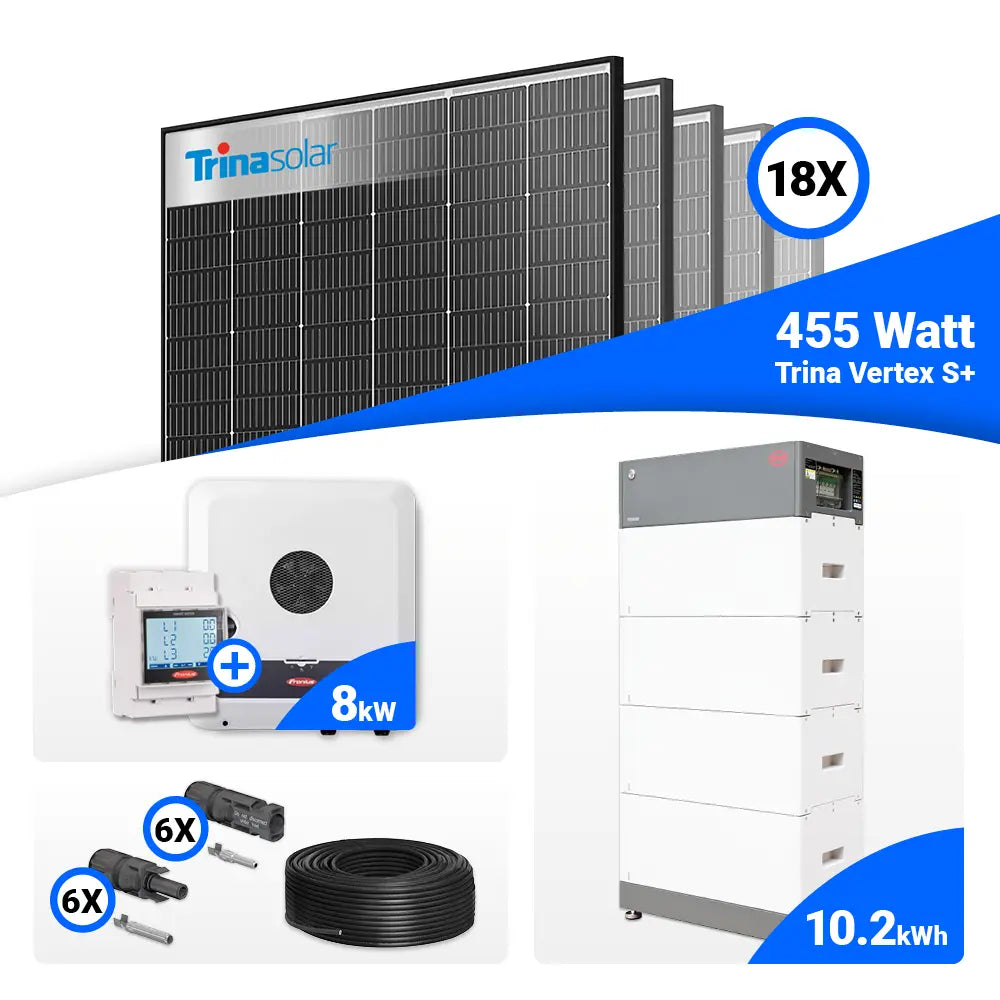Solaranlage Komplettset 8 kWp mit Trina 455W Black Frame Modulen und Fronius SYMO-GEN24 8.0