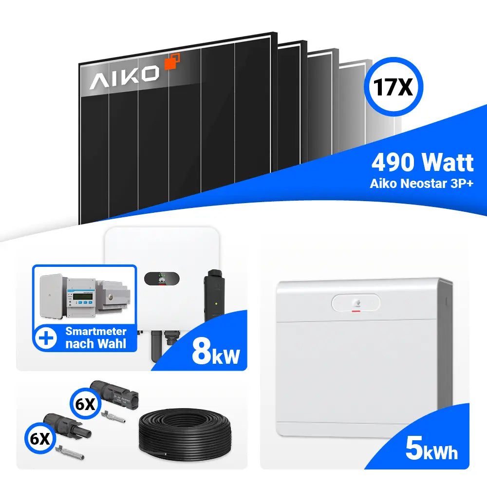 Photovoltaik Komplettset 8 kWp AIKO 490W Black Frame Module