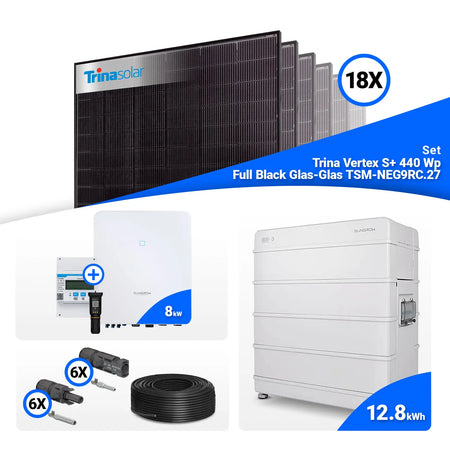 PV Komplettset 8 kWp – 18x Trina 440W Full Black Bifazial & Sungrow SH8.0RT mit Speicheroption