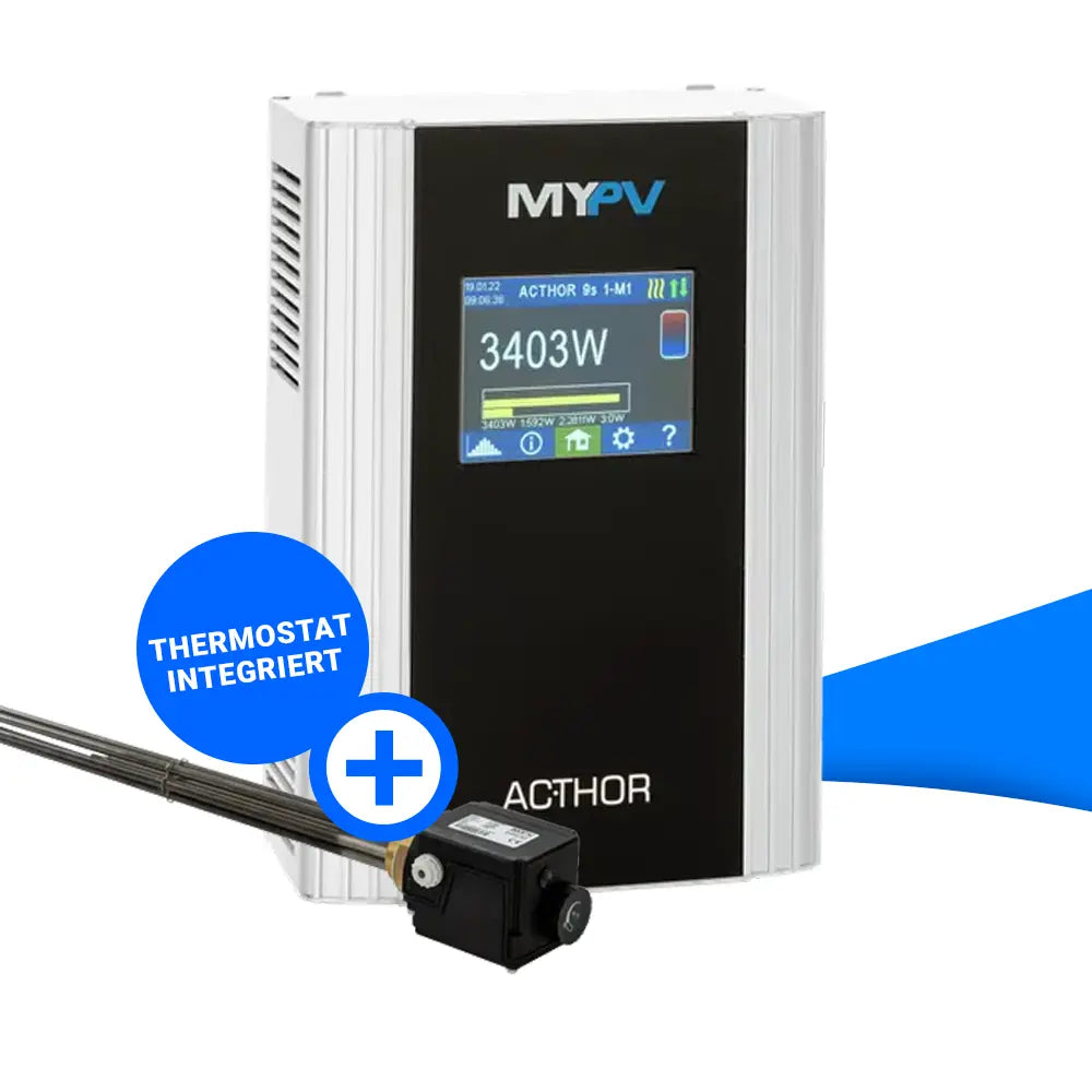My-PV Heizregler Set 9 kW AC•THOR mit Einschraubheizkörper 1,5" – für effiziente PV-Warmwasserbereitung mit Thermostat
