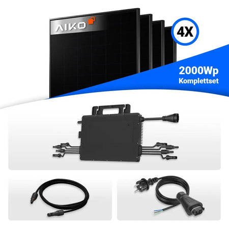 Solaranlage 2000Wp: 4x AIKO 500W PV-Module & Hoymiles HiFlow HMS-2000-4WB Wechselrichter.