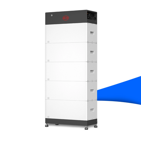 BYD HVM+ 13.8 Battery-Box – modularer Hochvolt-Stromspeicher in weiß-grauem Gehäuse mit rotem BYD-Logo, ideal für mittlere bis große Photovoltaikanlagen. Erhältlich bei sh24.