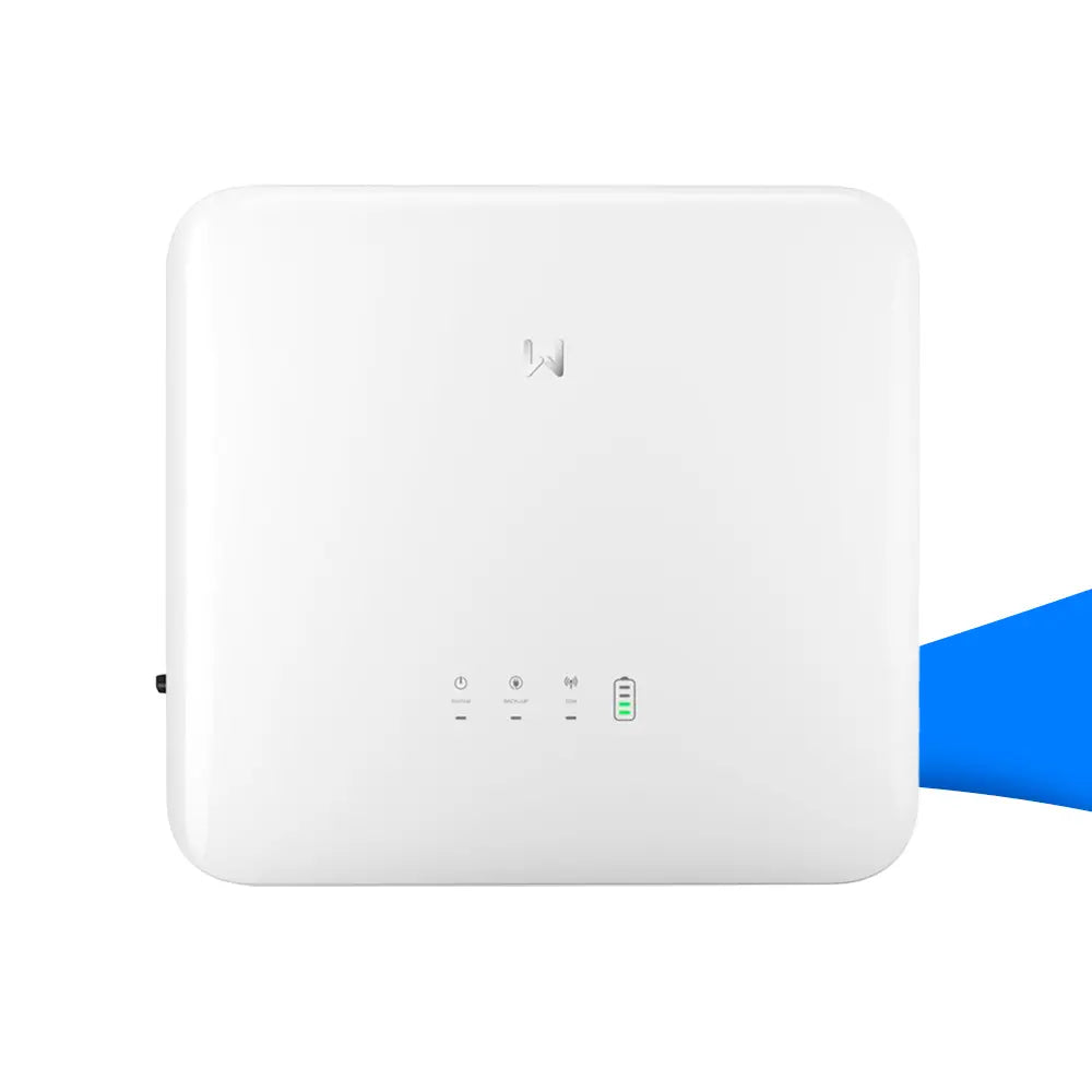 Frontansicht des GoodWe GW8000-ET-20 Hybridwechselrichters in Weiß mit LED-Statusanzeige und schlichtem, modernem Design.