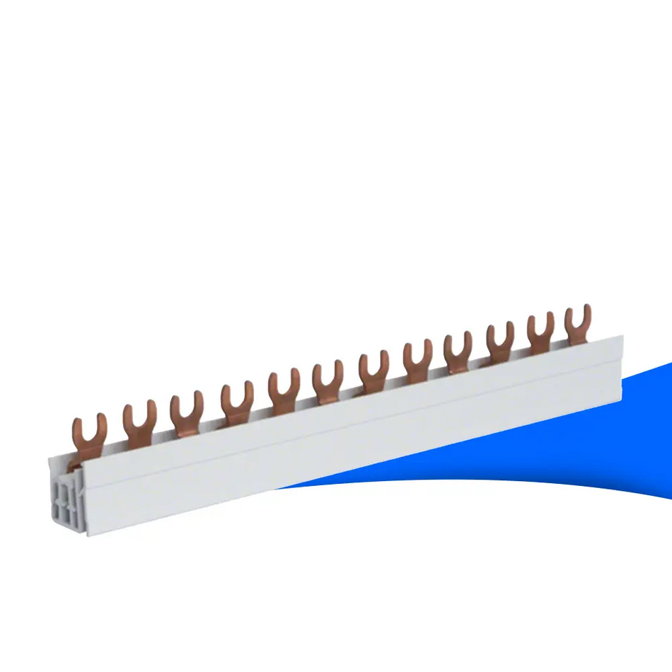 Produktbild - Hager KDN363A Phasenschiene – 3-polig mit Gabelanschluss 10 mm², 63 A, 12 TE