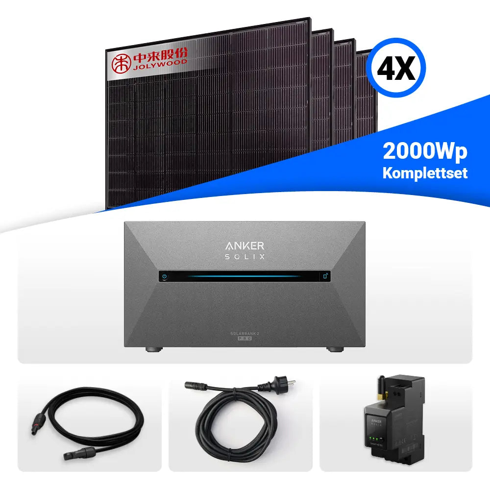 Günstiges 2000 Watt Balkonkraftwerk mit Anker Speicher