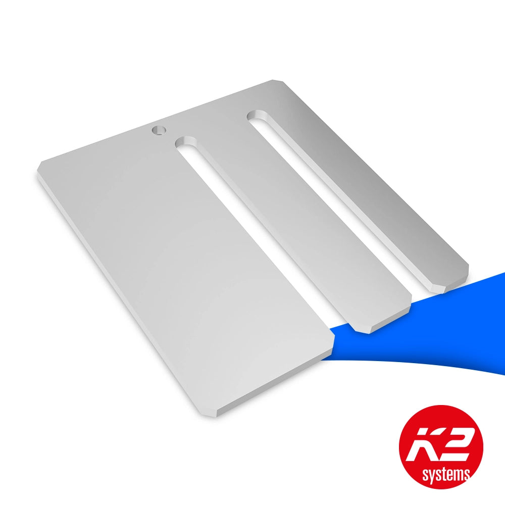 K2 Systems Dachhaken Ausgleichsplatte 4mm (Artikelnummer 2002332) – stabile Aluminiumplatte zur Höhenausgleichsmontage bei Dachhaken-Systemen. Erhältlich bei sh24.
