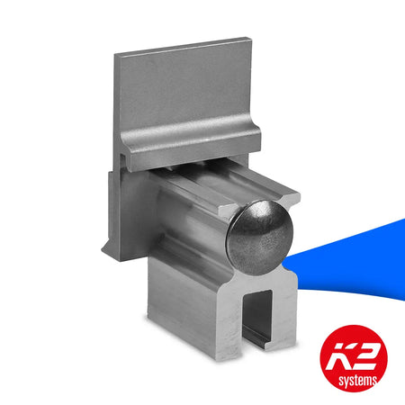 K2 Systems Doppelstehlfalzklemme CF:x (Art.-Nr. 2003024) – robuste Aluminiumklemme zur sicheren Befestigung von Solarmodulen auf Doppelstehfalz-Dächern. Einfache Montage ohne Dachdurchdringung. Erhältlich bei sh24
