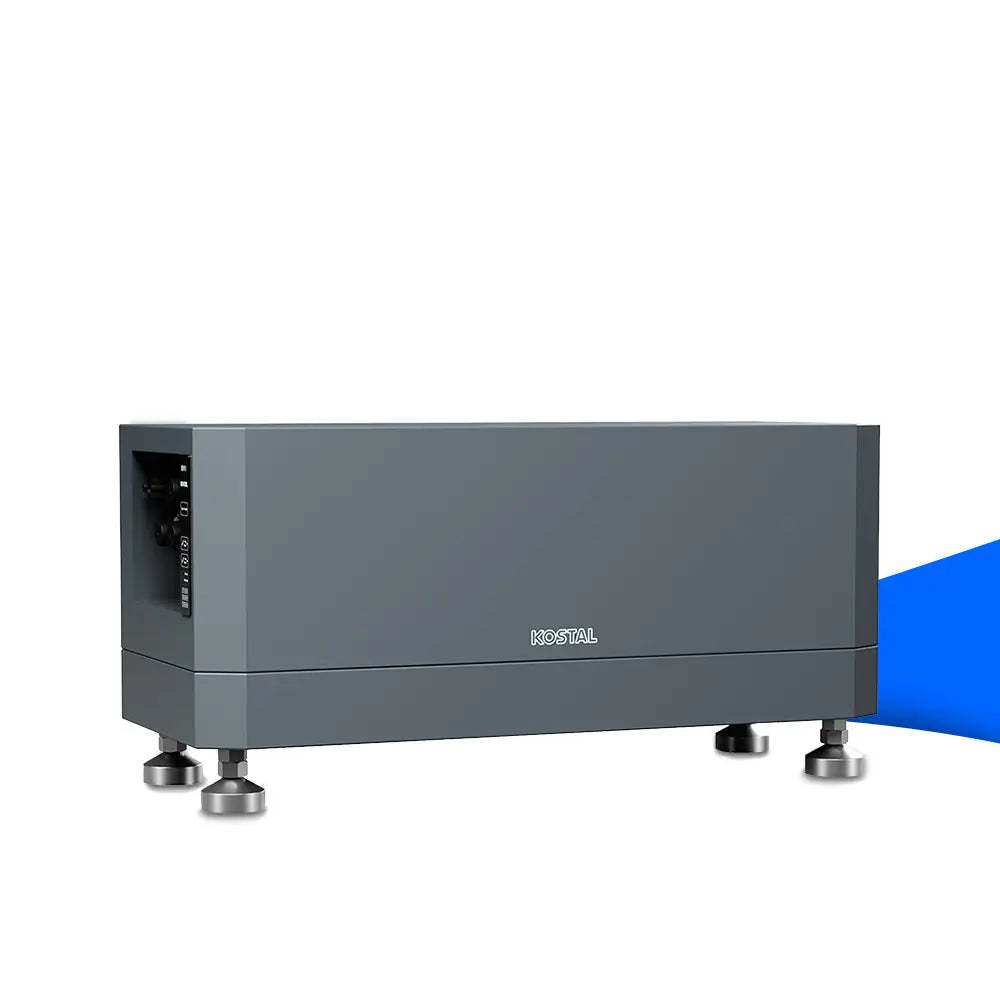 Dunkelgraues KOSTAL HELIVOR HV BMS (Batteriemanagementsystem) inklusive Sockel für das modulare Batteriespeichersystem.