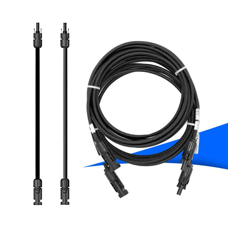 MC4 Verlängerungskabel Set schwarz – PV-Verlängerungskabel mit MC4-Steckern zur sicheren Verbindung von Solarmodulen und Wechselrichtern