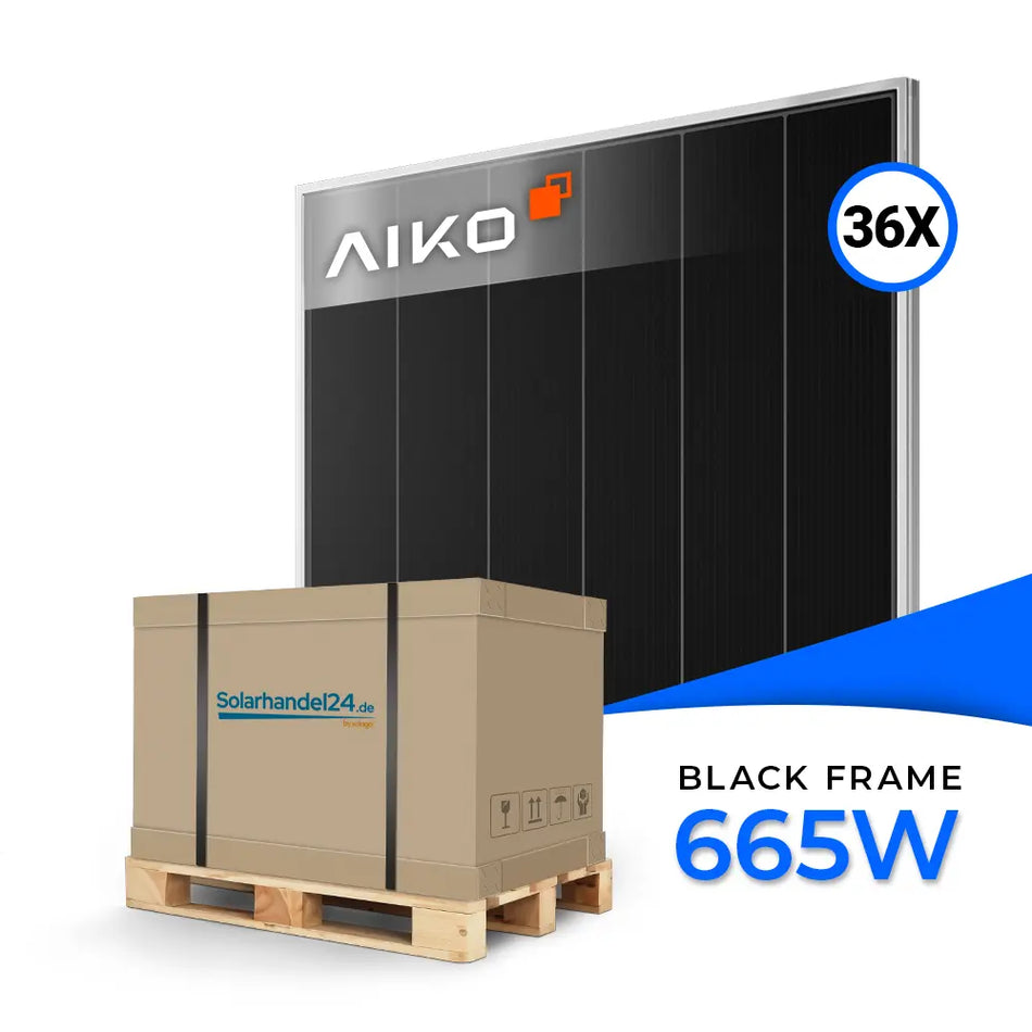 AIKO Solar 665W Glas-Glas Silver Frame Modul AIKO-A665-MDE72Dw Stellar 3N+72 - Palettenpreis (36 Stk.)