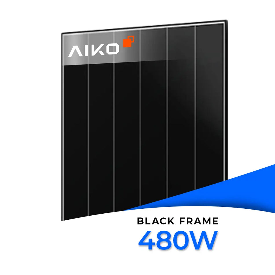 Aiko Solarmodul 480W Full Black – Neostar 3P+54 mit elegantem rahmenlosen Design und Glas-Glas-Technologie.