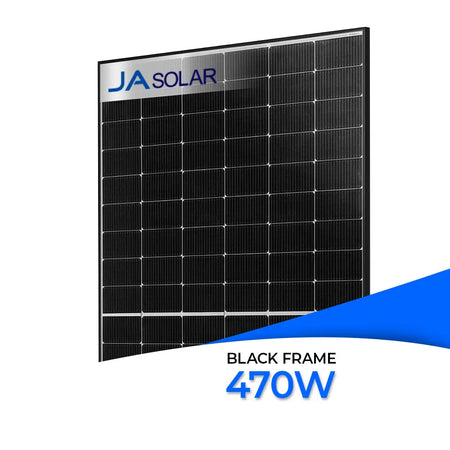 Produktbild - JA Solar JAM54D40 LR 470W - leistungsstarkes N-Typ Glas-Glas-Solarmodul mit 470 WP Leistung im modernen Black Frame Design.