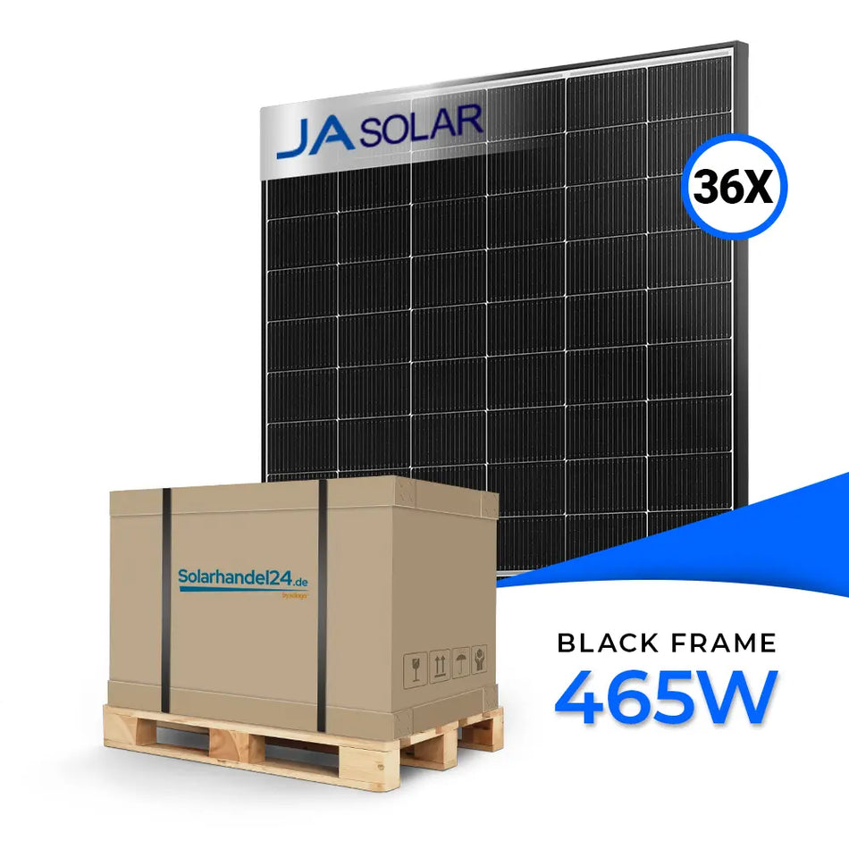 Produktbild Ja Solar 465W Bifazial Glas-Glas Black Frame JAM54D40-LB - Palettenpreis (36 Stk.)