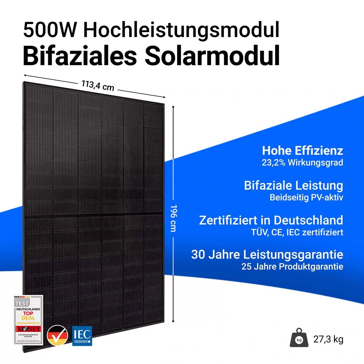 Modulbild bifazial JolyWood 500 Watt Infos