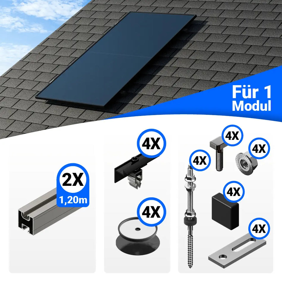 Standard Bitumendach Montageset für 1 Solarmodul hochkant