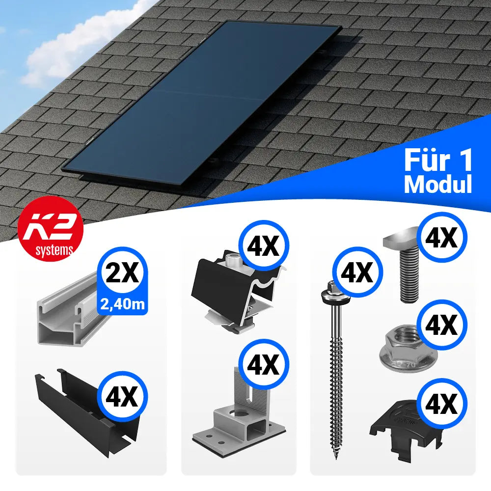 K2 Systems Bitumendach Montageset für 1 Modul Hochkant