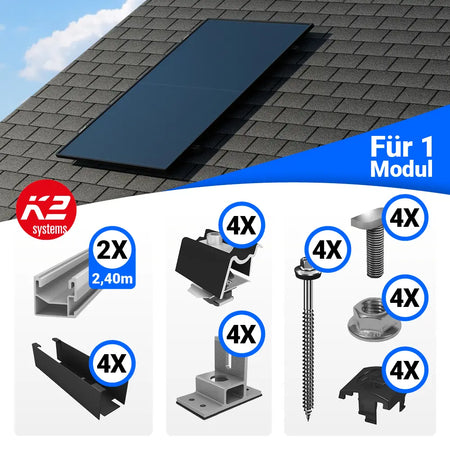 K2 Systems Bitumendach Montageset für 1 Modul Hochkant
