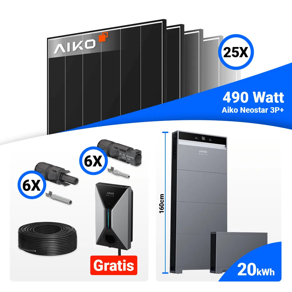 PV Komplettset 12 kWp mit 25 AIKO Hochleistungsmodulen kaufen