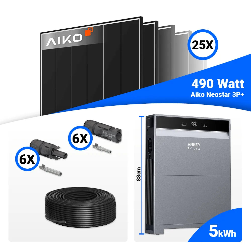 PV Komplettset 12 kWp AIKO 490W Black Frame mit Hybrid Wechselrichter kaufen