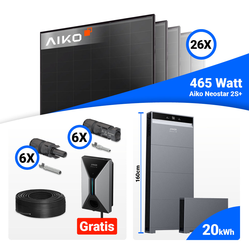 PV Komplettset 12 kWp mit 26 AIKO 465W Full Black Modulen kaufen