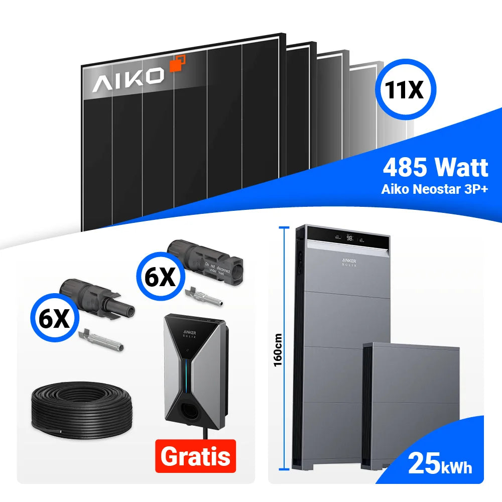 PV Komplettset 5 kWp Black Frame Solaranlage mit Anker Hybrid WR kaufen