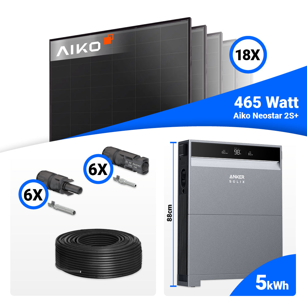 PV Komplettset 8 kWp AIKO 465W Full Black mit Hybrid Wechselrichter kaufen