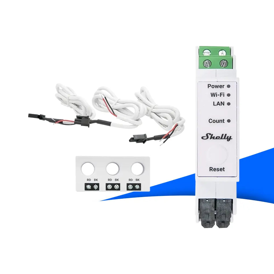 Produktbild Shelly Pro 3EM-3CT63 – Intelligenter Energiezähler für ein- und dreiphasige Systeme