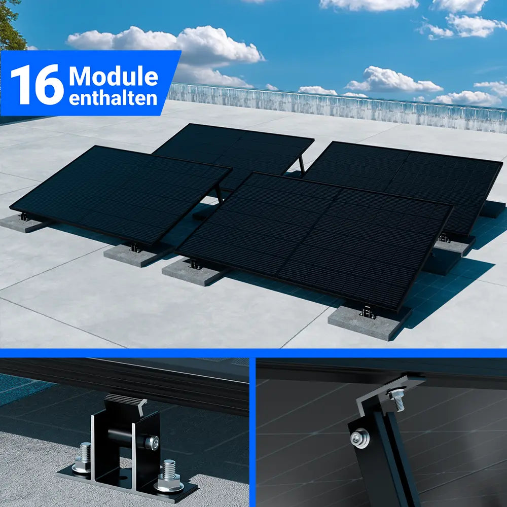 Montageset Schrägdach für Photovoltaik Komplettset – 16 Solarmodule mit robustem Befestigungssystem, kaufen bei SH24.