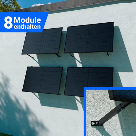 Solaranlage 8 Module zur Wandmontage – Photovoltaik Komplettpaket mit Befestigungssystem und Speicheroption – kaufen bei SH24.