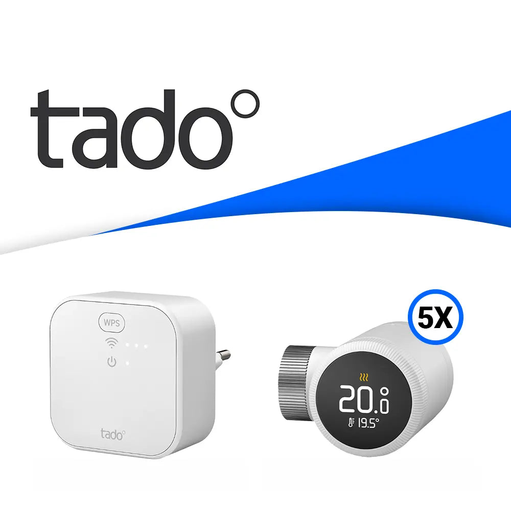 tado° X Starter Kit mit 1x Bridge & 5x Smarten Heizkörper-Thermostaten - Produktbild